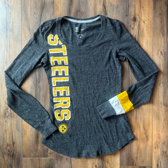Nike Tops - Nike Pittsburgh Steelers NFL Long Sleeve Tee Women’s Small Black Gold